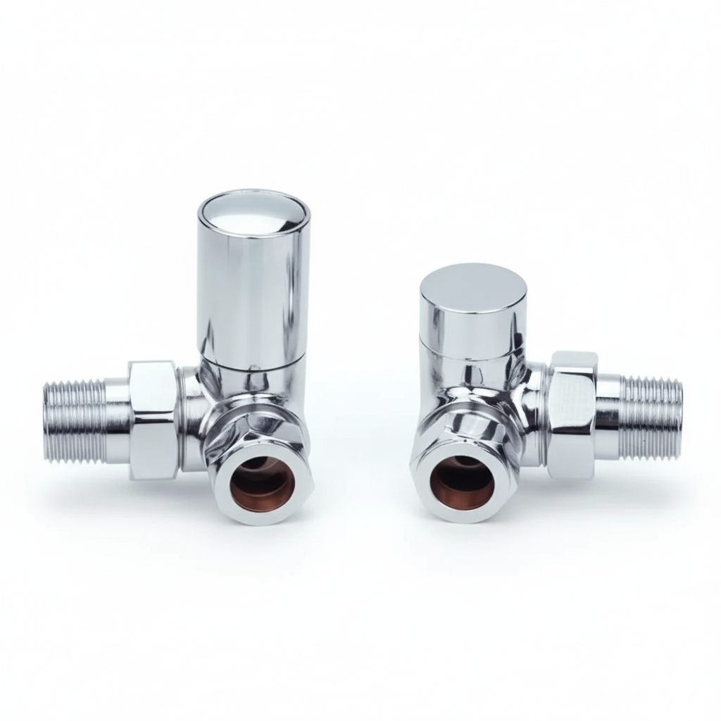 Modern Corner Radiator Valve  Chrome (pair)