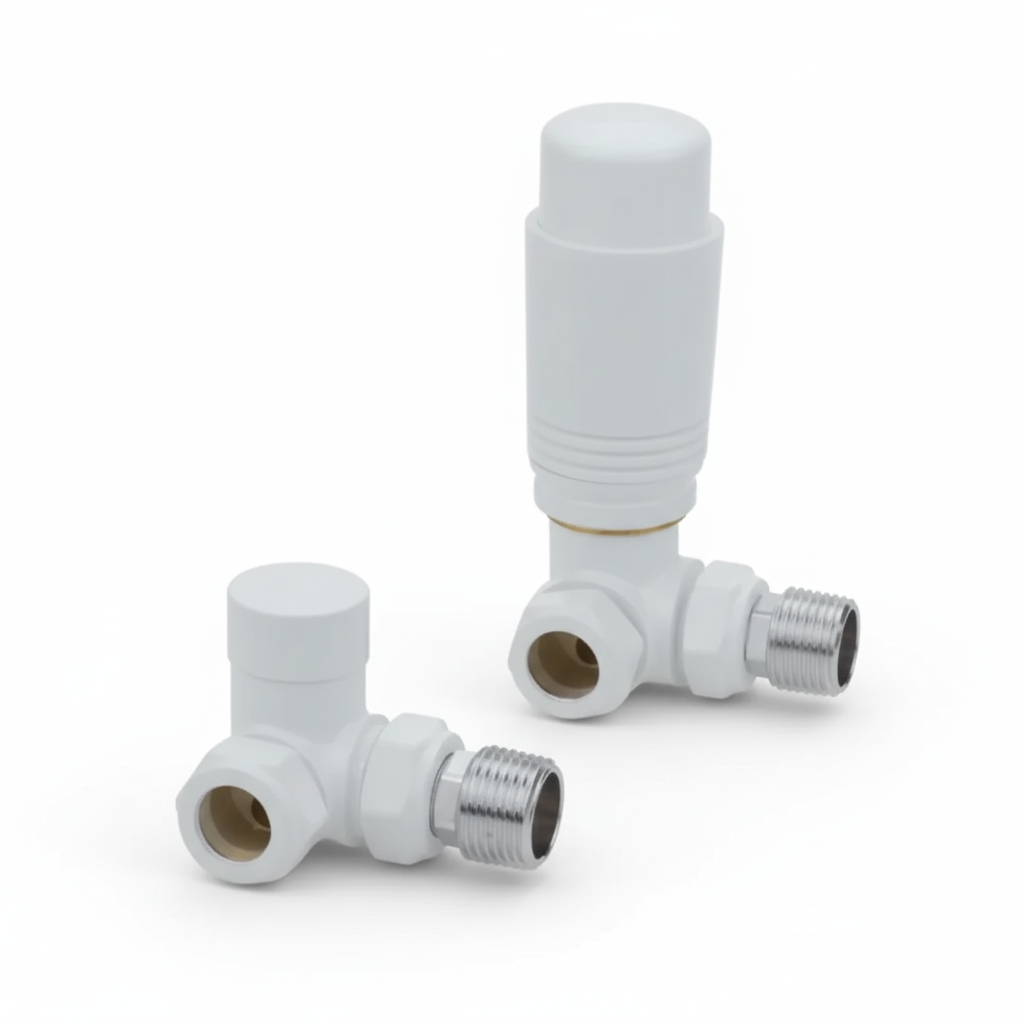 Thermostatic Corner Radiator Valve White (pair)