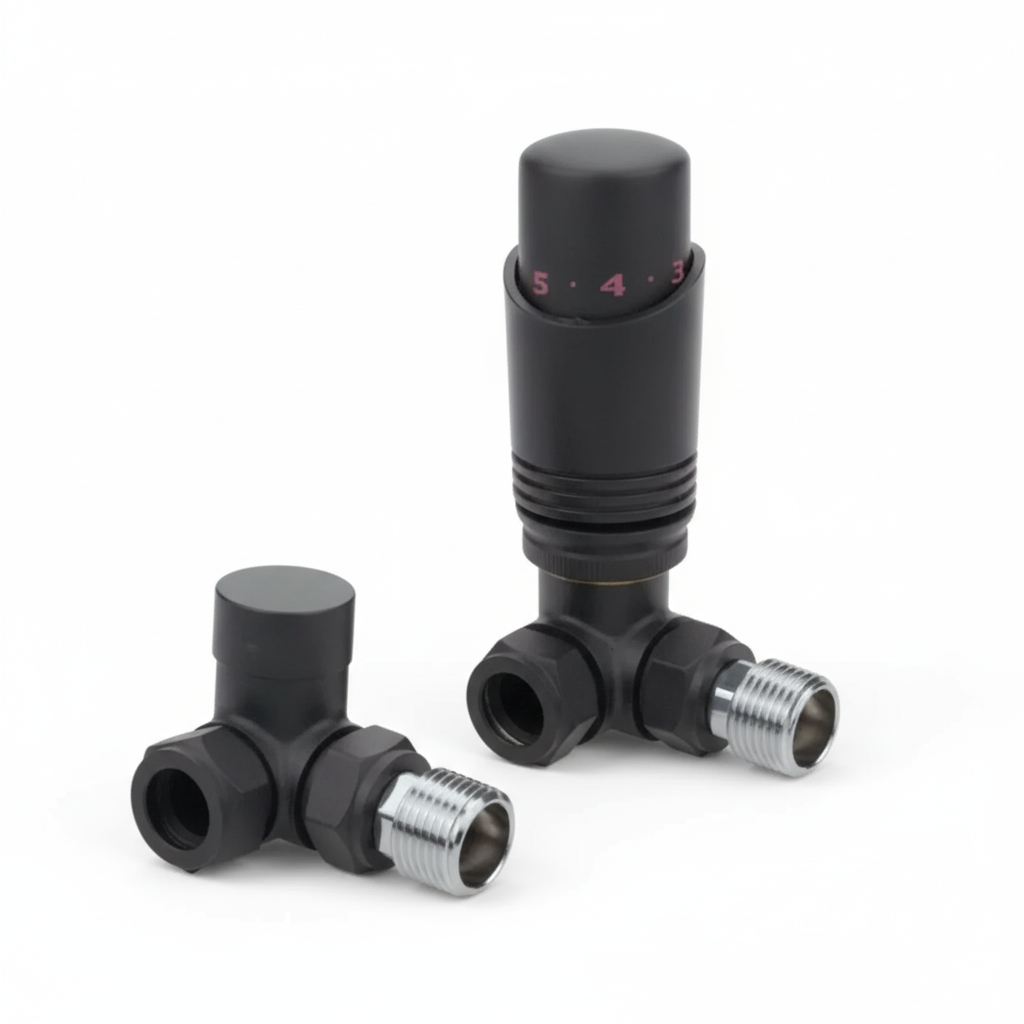 Thermostatic Corner Radiator Valve Anthracite (pair)