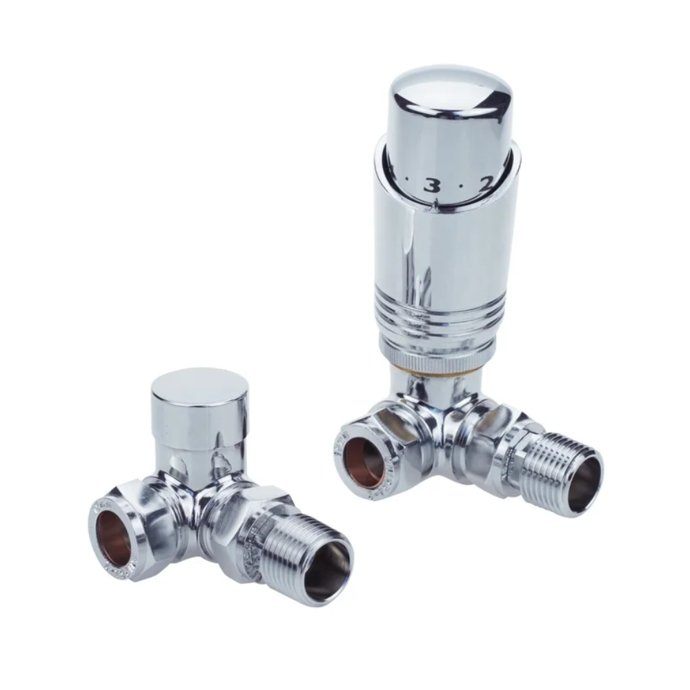 Thermostatic Corner Radiator Valve Chrome (pair)
